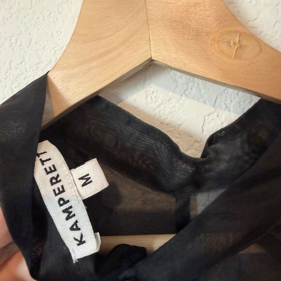 Kamperett Meiere Sheer Black Silk Organza 3/4 Sleeve Blouse Women's Size Medium - Picture 7 of 7
